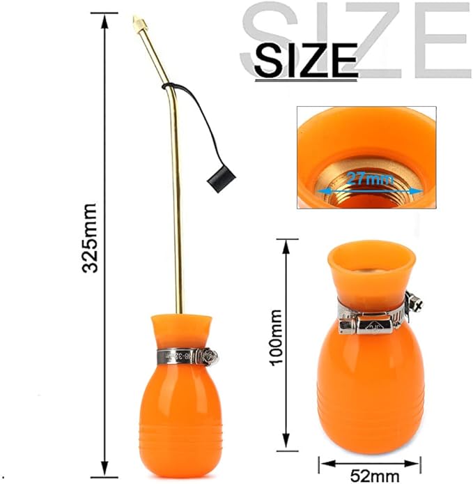 Powder Duster - Large Diatomaceous Earth Bulb Duster Applicator with Long Copper Tube Garden Puffer for Multi-Purpose Indoor and Outdoor Use (Orange)