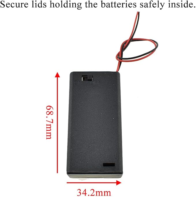 HAHIYO 3V AA Battery Holder Bundle with Wire Sturdy Cover Flexible Springs Contact Build-in Switch Batteries Black Case Easy Install 8 Pieces for Wall Clocks Ham Radio Kids Toys