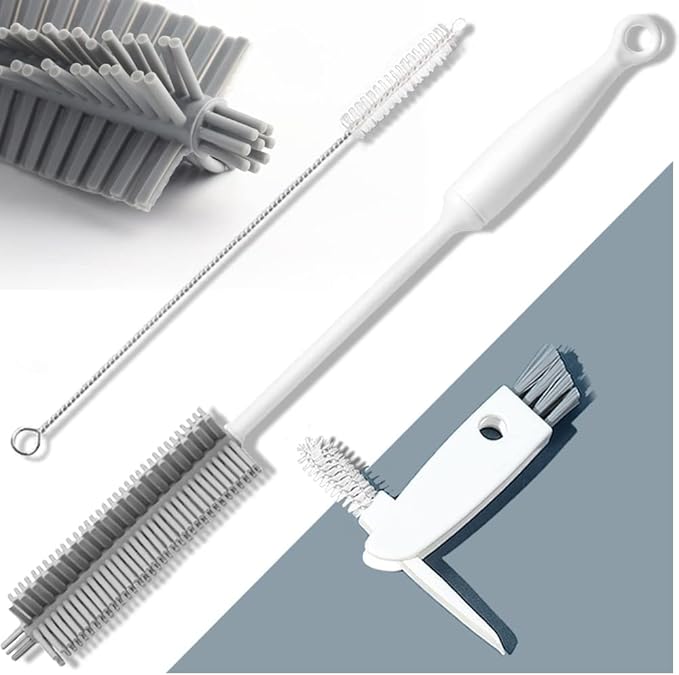 Bottle Cleaning Brush Set, Long Handle Silicone Cleaner Brushes + Thermos Lid Cup Brush + Drinking Straw Brush for Cleaning Baby Bottles, Narrow Neck Bottle, Sport Water Bottle,Tumbler,Glass Vase,3pcs