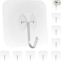 Adhesive Wall Hooks for Hanging Heavy Duty Towel Coat Hooks Waterproof Transparent Hook for Bathroom Shower Kitchen Keys Door Outdoor Home Improvement Utility Hook 10 Pack