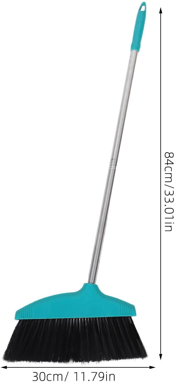 ARTIBETTER Soft Bristle Indoor Broom with Long Handle, Large Angle Floor Broom for Household Cleaning, Green Non-Stick Hair Sweeping Brush for Kitchen and Garage Use