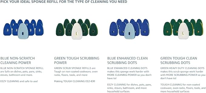 Smilyeez Green Heavy Duty Scrubbing Sponge Refill for use with The Dish Daddy (Reg. TM) Dishwand (10 Pack) Refill Head