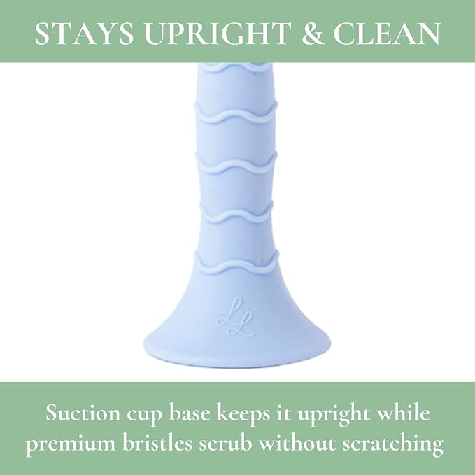 Nontoxic Silicone Bottle Brush - Premium Medical Grade - BPA & PFAS Free - Suction Cup Base - Easy to Clean and Dishwasher Safe - Tallest Design for Any Bottle - (10.25 in) - Green