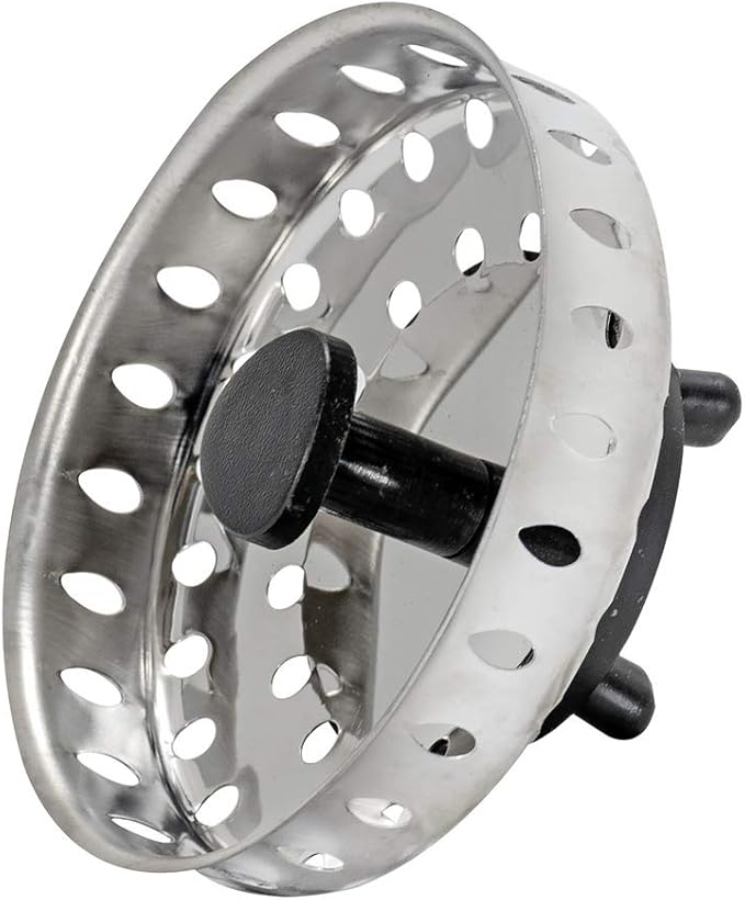 EZ-FLO Replacement Basket, Rubber Pronged Bottom, Stainless Steel, Fits 3-1/2 in Drains and Sterling Sinks, EZ-30057