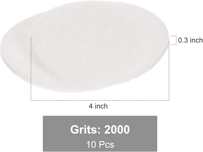 uxcell 10 Pcs 4 Inch Nylon Hoop Scrubbing Pad 2000 Grits Scrubber Scouring Pads Hoop and Loop Surface Conditioning Drill Scuffing Disc, White