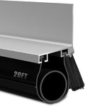 20FT Garage Door Seal Kit and Track Retainer Kit for Steel Sliding Flat Wood Entry Doors Fit for Garage Doors 18 20 FT Wide, with U O Bottom Rubber Brush