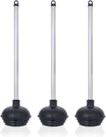 NEIKO 60180A Toilet Plungers, 3 Pack, Patented All-Angle Design, Heavy Duty, Aluminum Handle, Residential, Commercial, and Industrial Building Sanitation Use