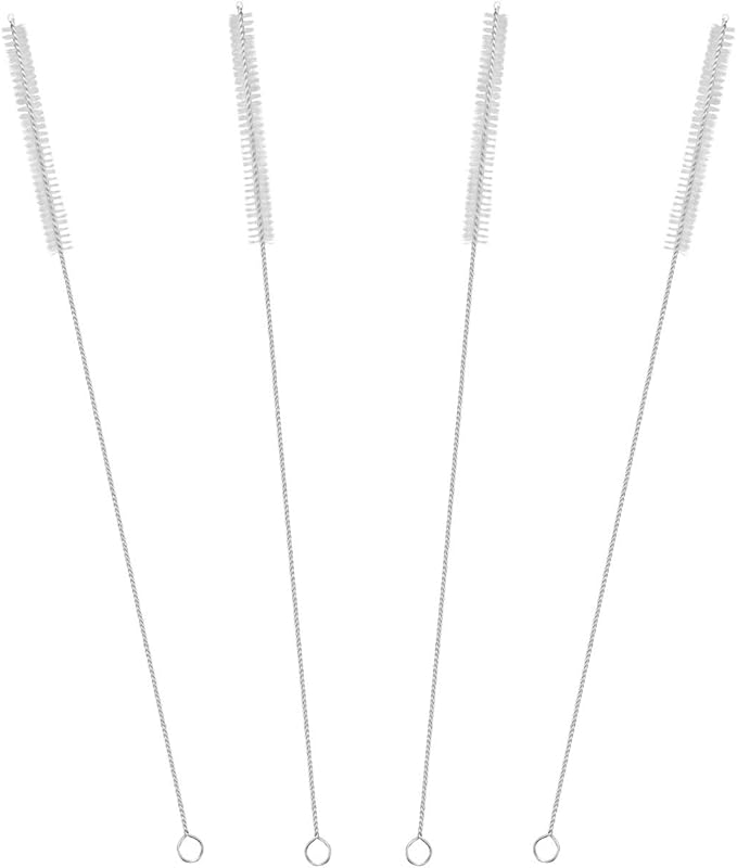 Drinking Straw Cleaning Brushes Set 15" Extra Long 10mm Extra Wide Pipe Tube Cleaner Nylon Bristles Stainless Steel Handle - 15" x 3/8" (10mm) - Set of 4
