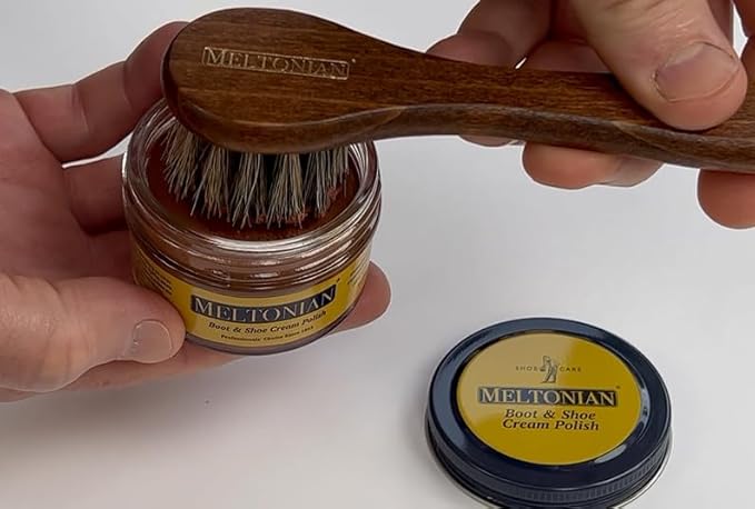 Meltonian Dauber Brush | Premium Horse Hair Applicator Brush for Leather Care | Ideal Horsehair Shoe Brush for Applying Cream | Use with Meltonian Cream Polish | Grey Color Horsehair Bristles
