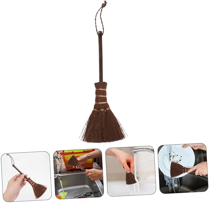 2pcs Mini Handheld Broom for Carpet Pet Hair Versatile Boys and Girls Mop and Sweeper for Dusting Portable Desk Brush with Soft Handle