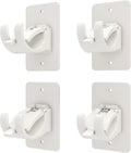 4PCS No Drill Curtain Brackets, Self-Adhesive Rod Holders, Universal Plastic Nail Free Adjustable, Curtain Hooks for Rods Less Than 1.57 Inch Diameter (White)