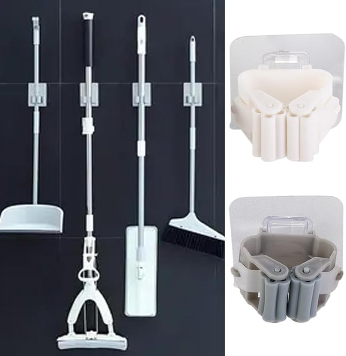 Kopida 6Pcs Mop and Broom Holder Wall Mount Broom Organizer Mop Storage Rack Laundry Room Home Garden Garage Storage and Organization Rack