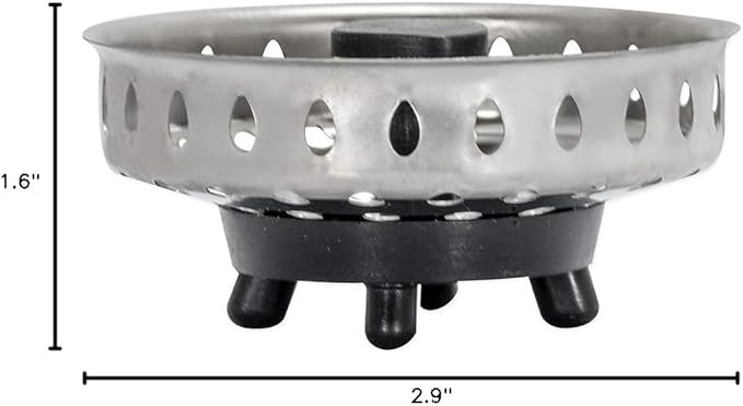 EZ-FLO Replacement Basket, Rubber Pronged Bottom, Stainless Steel, Fits 3-1/2 in Drains and Sterling Sinks, EZ-30057