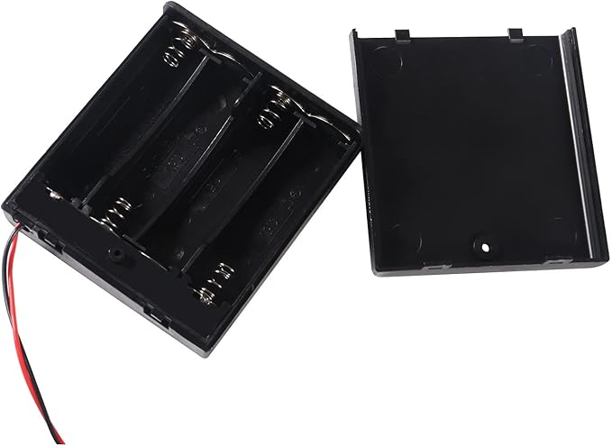 4Pcs 4 Slots 1.5V AA Battery Case Holder 4 x 1.5V AA Battery Spring Clip Storage Box with Wire and ON/Off Switch