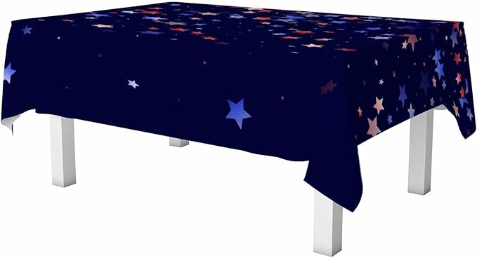 Blue White Red Stars Rectangular Tablecloth USA Flag Simple Style Dark Blue 52x70 Table Cloth for Wedding Party Banquet,Dining Kitchen Table Cover