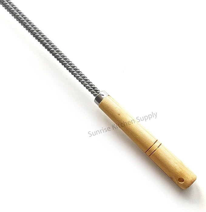 SUNRISE Fryer Brush with Long Handle (Brass, Double Brush)