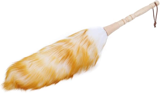 Lambswool Dusters with Wooden Handle,Anti Static Soft Wool Duster Dust Cleaner,Household Furniture Cleaning Tool for Cleaning Home, Office, and Car