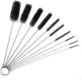 10" Tube Cleaning Brush Set, 10 Pack, Extra Long Nylon Straw Brushes with Flexible Handles for Bottles, Cleaning Straws, Pipe Cleaners, Keyboard, Glass, Guns, Detailing and Deep Cleaning, Black