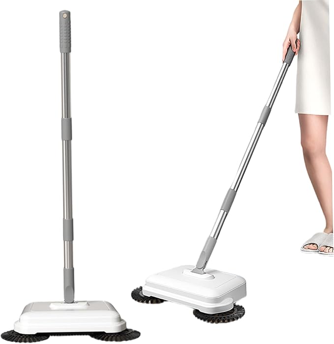 Floor Sweeper, 2-in-1 360° Rotating Hand Push Sweeper with Long Handle, High-Efficiency Manual Carpet & Hard Floor Cleaning Tool for Home & OfficeFloor