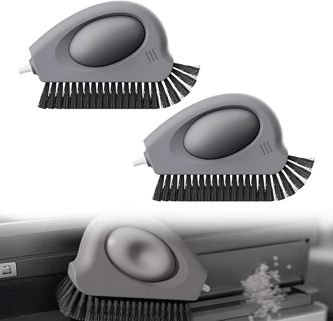 2 in 1 Groove Cleaning Brush, 2025 New Window Track Cleaning Tools, Multifunction Window Track Cleaner with Hard Bristle and Hidden Scraper, Crevice Brush for Sliding Door Track, Window Seal, Sill (2)