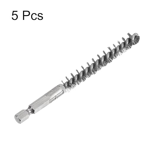 HARFINGTON 5Pcs Bore Brush Stainless Steel 10mm Dia Cleaning Twisted Wire Brush Tube Pipe Cleaner with Handle 1/4 Inch Hex Shank for Tubes, Ports, Bearings