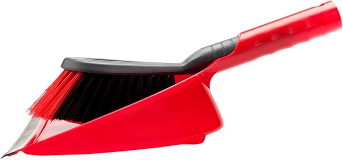 Vileda 2 in 1 Dustpan Set, 14 x 14 x 34.6 cm, Red