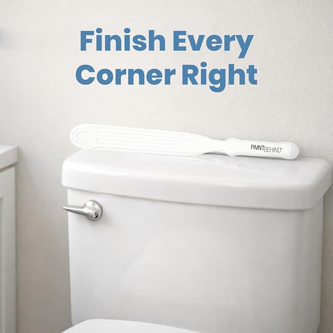 PAINT BEHIND Toilet Tool Nylon Brush - Flat Paint Brush Set for Walls, Behind Toilet and Hard to Reach Areas - Painting Supplies for Home Interior Set - 16 in L x 12 in W x 19 in H
