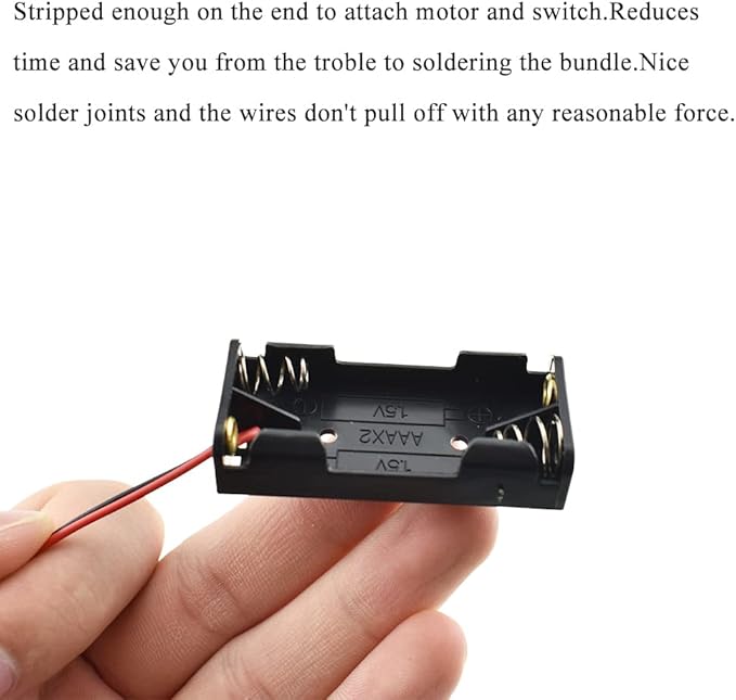 HAHIYO 3V AAA Battery Holder Bundle Series with Wire Sturdy Clapm Flexible Springs Contact Build-in Harnesses Batteries Black Case Easy Install 8 Pieces for Wall Clocks Ham Radio Kids Toys