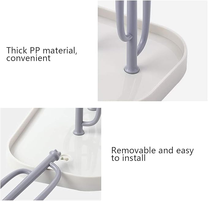 FEOOWV Baby Bottle Drying Rack with Base, Creative Tree Branch Baby Bottle Dryer Holder for Bottles, Teats, Cups, Pump Parts and Accessories (Gray)