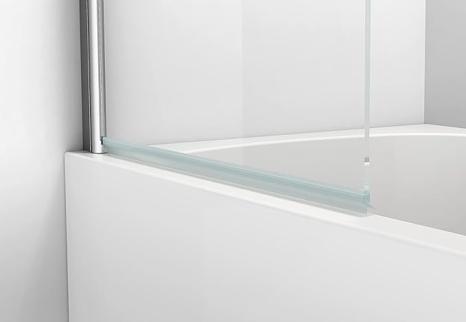Sunrosa Pivot Tub Door 34"×58", Folding Bathtub Shower Door with Tempered Glass, Shower Door for Bathtub in Chrome