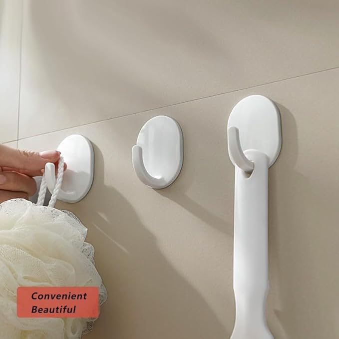 lightstar 5 Pcs Adhesive Plastic Hooks - Wall Hooks for Hanging, Drill-Free, Seamless - Kitchen Bathroom - 60 * 45 * 34 mm, White (for 3.5 LB)