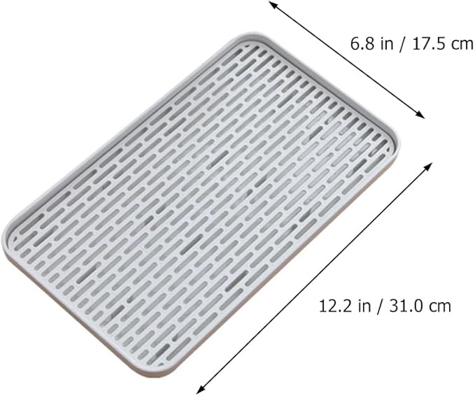 Bottle Drying Rack with Dual Layer Drain Tray 12.20X6.88X0.98In Kitchen Countertop Organizer for Cups Bottles Utensils Efficient Water Drainage
