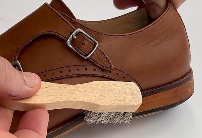 Meltonian Grey Welt Shoe Brush | Premium Horse Hair Welt Brush for Leather Care | Ideal Horsehair Welt Brush for Applying Cream | Use with Meltonian Cream Polish or Wax | Grey Color Horsehair Bristles