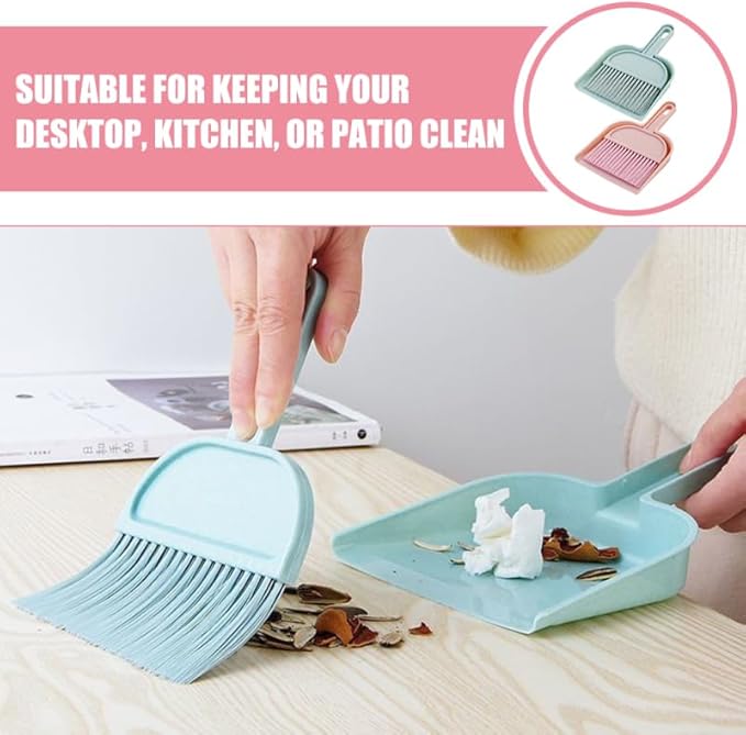 Cabilock Mini Desktop Broom and Dustpan Set for Kids Small Handheld Sweeper with Ergonomic Handle Portable Cleaning Tool for Desks Tables Pet Areas 7.87X5.70X1.18In