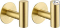 Adhesive Hooks Towel Hooks for Bathroom, Stainless Steel Waterproof Shower Hook Towels Holders, Coat Hook for Hanging Clothes, Wall Hooks Stick on Bathroom or Kitchen - 2 Pack, Gold