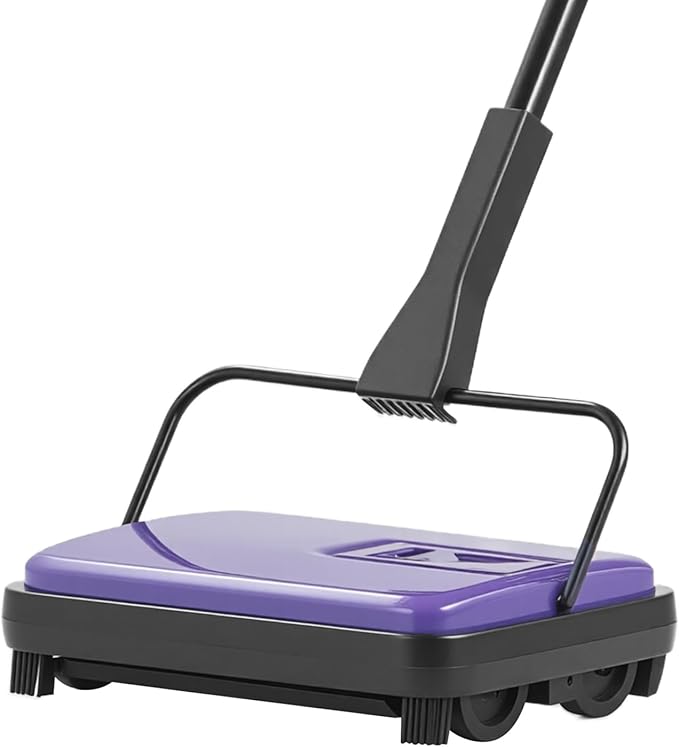 Happybuy Manual Carpet Sweeper with 300ml Dustbin - 6.7" Cleaning Width for Pet Hair, Dust & Debris on Carpets & Hard Floors (Purple)