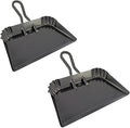 Edward Tools Extra Large Industrial Metal Dust Pan 17” (Pack of 2) - Heavy Duty Powder Coated Steel Does Not Chip or Bend - Great for Large Cleanups - Rubber Grip Loop Handle for Comfort/Hanging