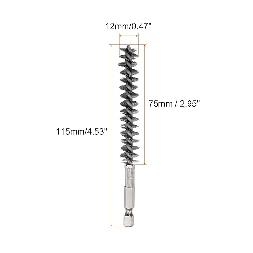 HARFINGTON 5Pcs Bore Brush Stainless Steel 12mm Dia Cleaning Twisted Wire Brush Tube Pipe Cleaner with Handle 1/4 Inch Hex Shank for Tubes, Ports, Bearings