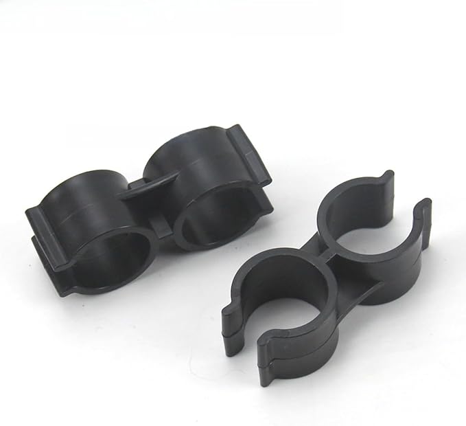 6Pcs Double Pipe Clamp Connectors for Broom and Dustpan,Plastic Shelf Pole Fastener Clips,Fits 18-20mm Diameter Pipes,Ideal for Warehouse,Supermarket,and Home Organization