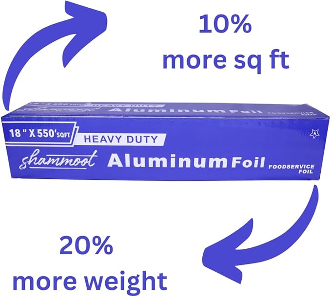 Extra Heavy Duty Aluminum Foil Roll 18" x 550 Sq Ft (10 lbs) | Commercial Grade tin foil, Food Grade & Extra Thick Foil Paper | Ultra Strong for Food Service, Grill, BBQ, Restaurants, and Food Storage
