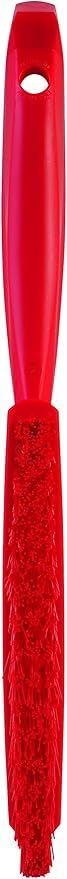 Vikan 41954 Brush,Narrow Hand,Stiff,11" x .75",PP/PBT,Red