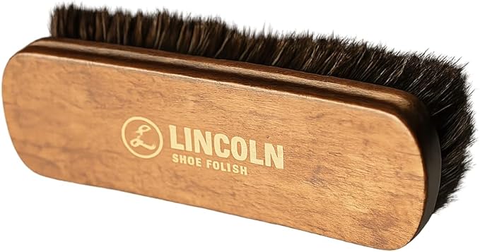 Lincoln Horsehair Shoe Shine Brush – 100% Genuine Horsehair Bristles & Ergonomic Concave Wood Handle – Premium Shine Brush for Leather Shoes, Boots & Accessories