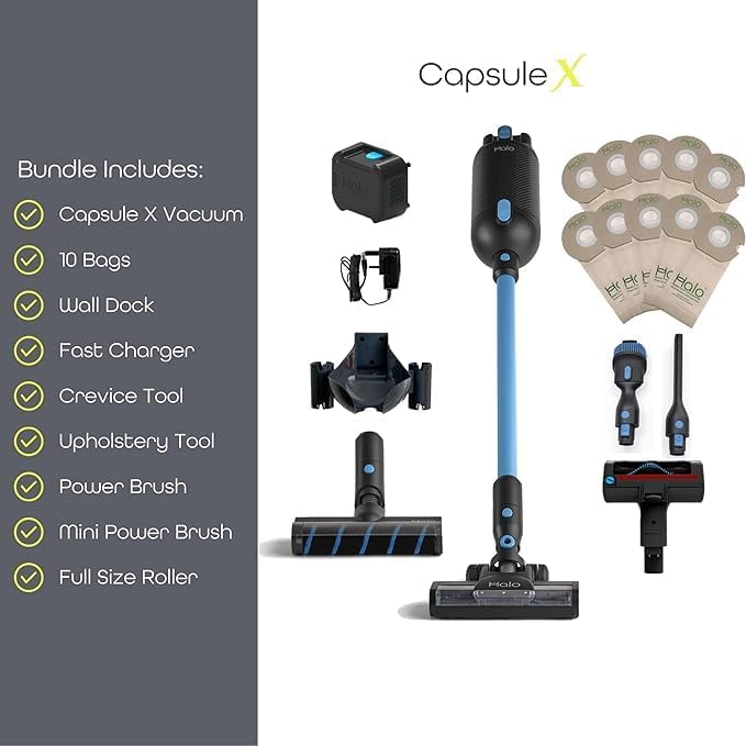 X Cordless Vacuum Cleaner | Mini Power Brush, Hard Floor Roller, 10 Bags & Wall Dock | Award Winning Performance | 60 Mins Run Time | Huge 2.0 Litre Capacity & HEPA Filter System |