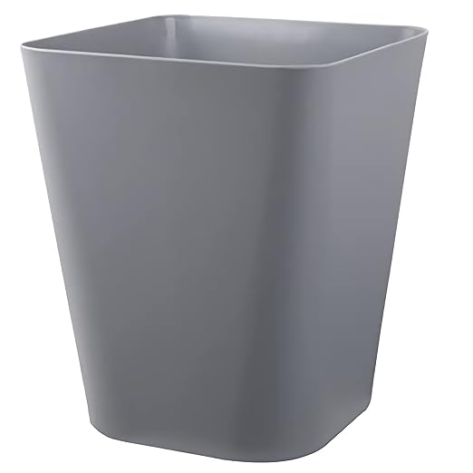 Small Bathroom Trash Can Plastic Garbage Can Square Waste Basket Trash Bins Container Bins for Bathroom, Office, Dorm Room, Home Office, Under Desk, Kitchen, Bedroom, 3 Pack, Grey