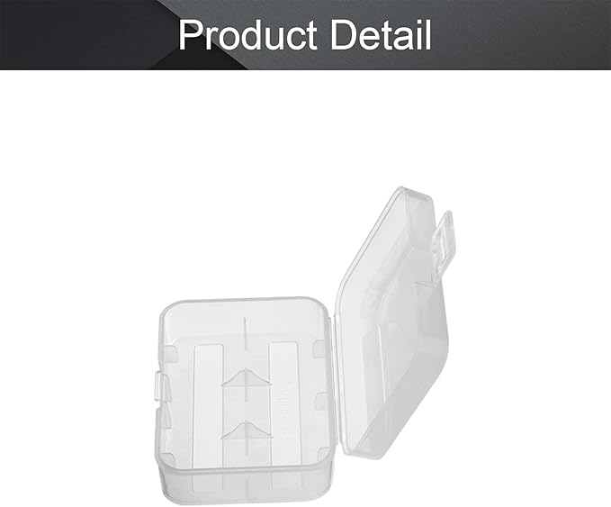 Fielect 18500 Battery Storage Case Box Holder Organizer Transparent, 2 Capacity, 1Pcs