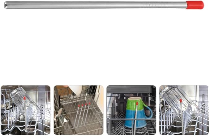 Unomor 6Pcs Stainless Steel Dishwasher Insert Draining Sticks Bottle Holder Rods for Dishwasher Accessories Fits Standard Bottle Racks Space-Saving Design for Wine Glasses Soda