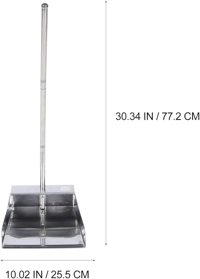 TOYANDONA Dust Pan with Handle, 30.4 inch Metal Upright Dustpan Stainless Steel Dustpan Heavy Duty Standing Dust Pan for Kitchen Home Office Garage Yard