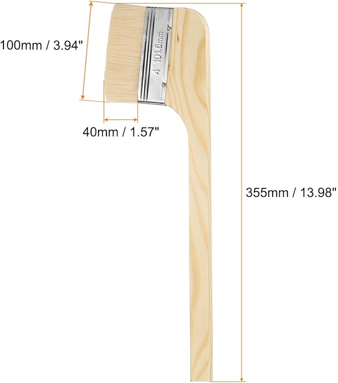 HARFINGTON Paint Brush 2Pcs 4" Brush Width Soft Wool Variety Angled Bend Brushes Radiator Paint Brush for Painting Furniture Walls Treatment, Light Brown