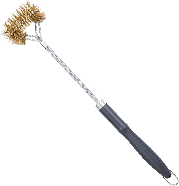 SUNRISE Fryer Brush with Long Handle (Brass with Plastic Handle, L, Double Brush, and Rubber Handle Cleaning Rod)