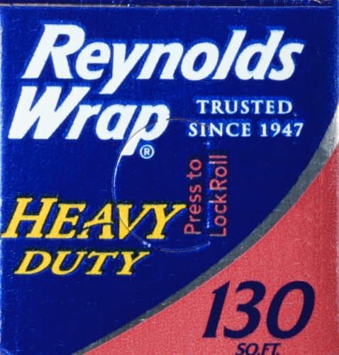 Reynolds Wrap Heavy Duty Aluminum Foil Roll, Thick Heavy Duty Foil for Added Strength and Durability, Secure Easy Open and Close Tab, 12 Inches Wide, 130 Sq. Ft. (Pack of 2)